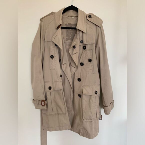 BURBERRY vintage belted khaki brown trench coat size medium - Picture 1 of 10